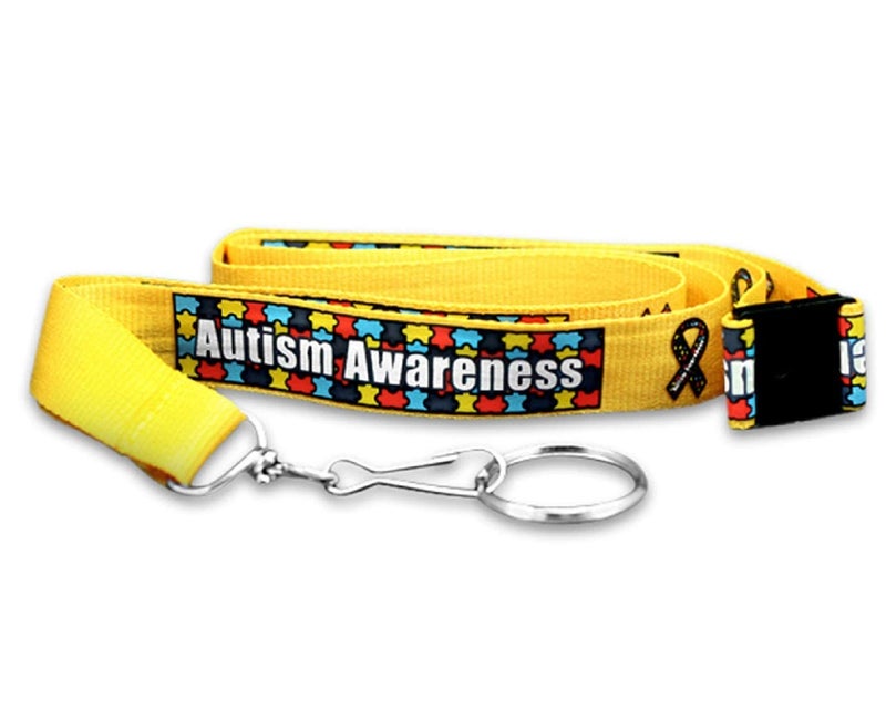 Fundraising For A Cause | Autism Awareness Break away Lanyards - Multicolored Autism Puzzle Piece Breakaway Badge Holders (1 Lanyard)